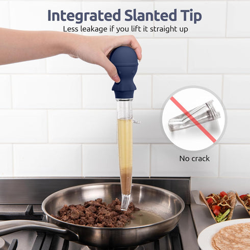 U-Taste 1.5oz Angled Turkey Baster - 228.2ºF Heat Resistant Food Grade Tritan and Silicone Large Octopus Bulb Baster Set with Cleaning Brush for C...